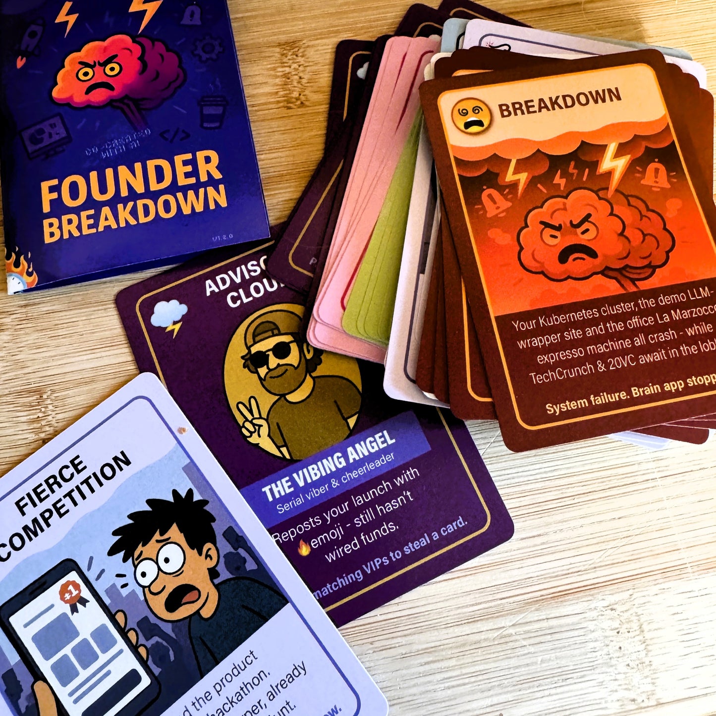 "FOUNDER BREAKDOWN" Card Game - for all tech startup survivors