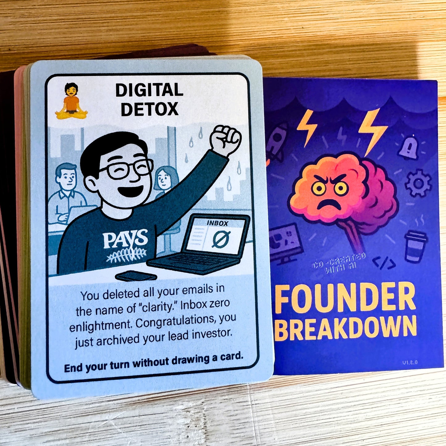 "FOUNDER BREAKDOWN" Card Game - for all tech startup survivors